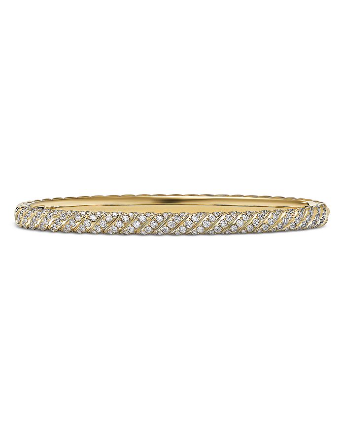 David Yurman - Sculpted Cable Pav&eacute; Bangle Bracelet in 18K Yellow Gold with Diamonds