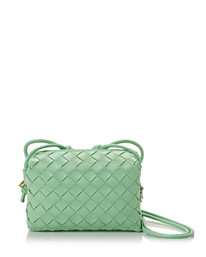 Shop Bottega Veneta Mini Loop Camera Intrecciato Leather Crossbody Bag In Siren/gold