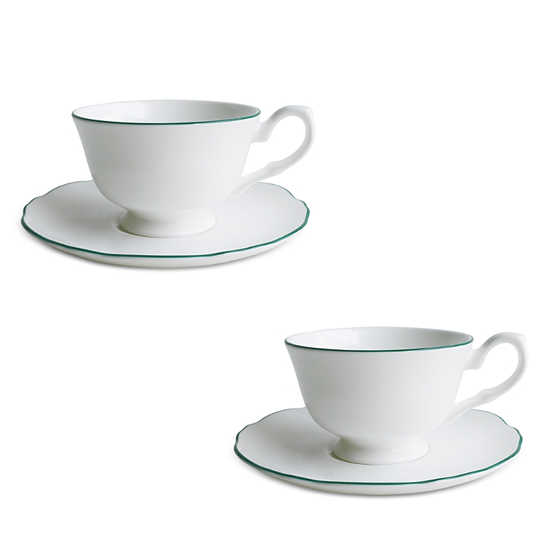 Twig New York Amelie Espresso Cup & Saucer, Set Of 2 In Green/white