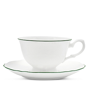 Prouna Amelie Tea Cup & Saucer In Green/white