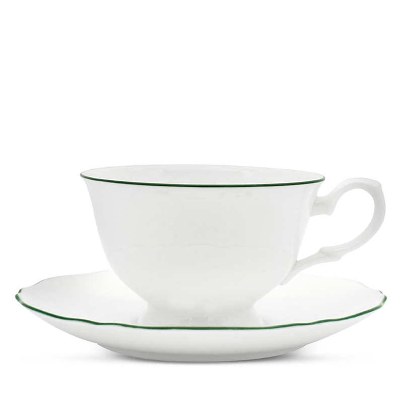 Prouna Amelie Tea Cup & Saucer In Green/white