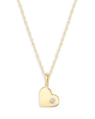 Bloomingdale's Fine Collection - Children's Diamond Heart Pendant Necklace in 14K Yellow Gold, 14"