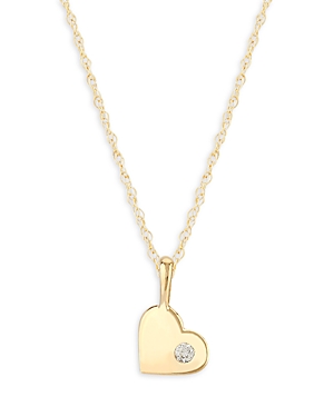 Bloomingdale's Kids' Children's Diamond Heart Pendant Necklace In 14k Yellow Gold, 14