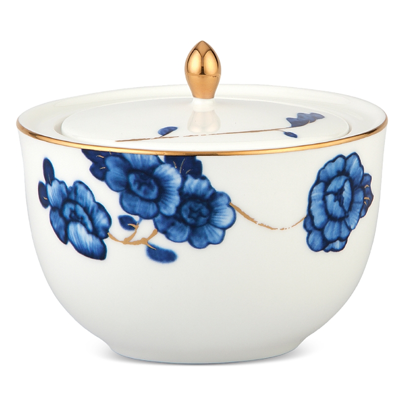 Prouna Emperor Flower Covered Sugar Bowl In Blue