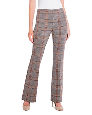 Shop Nic + Zoe Nic+zoe Sketched Plaid Bootcut Pants In Neutral Multi