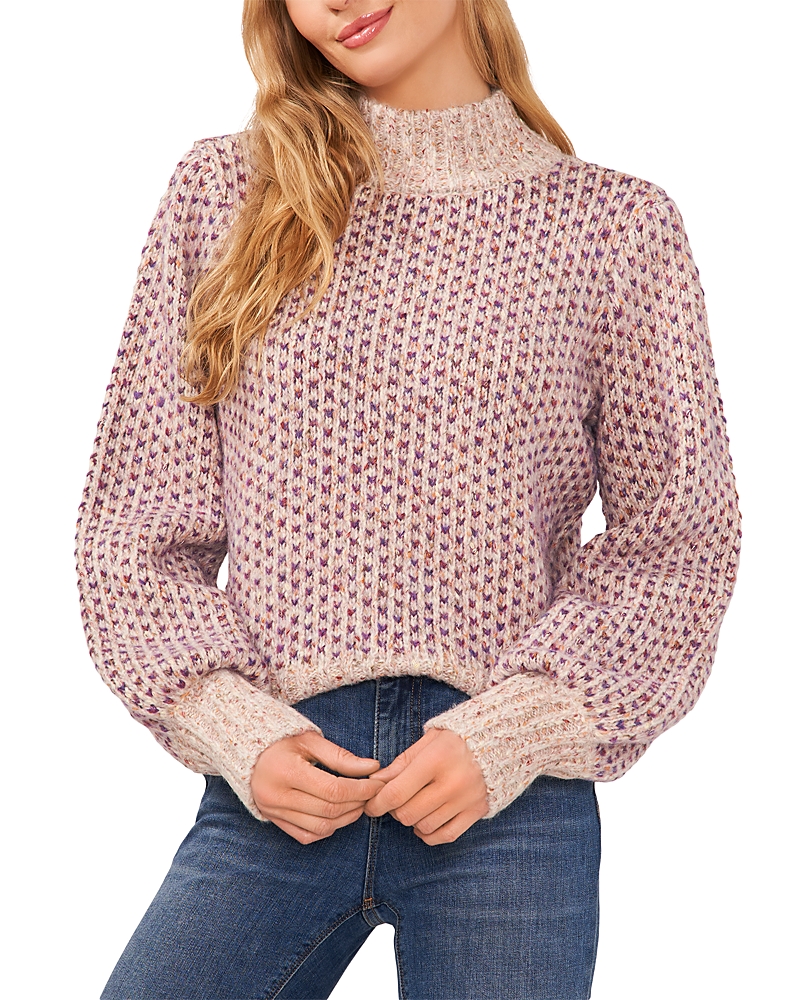 CeCe Multicolored Knit Mock Neck Sweater