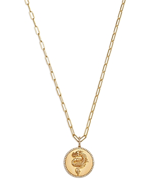 Bloomingdale's Diamond Dragon Disc Pendant Necklace in 14K Yellow Gold, 0.23 ct. t.w.