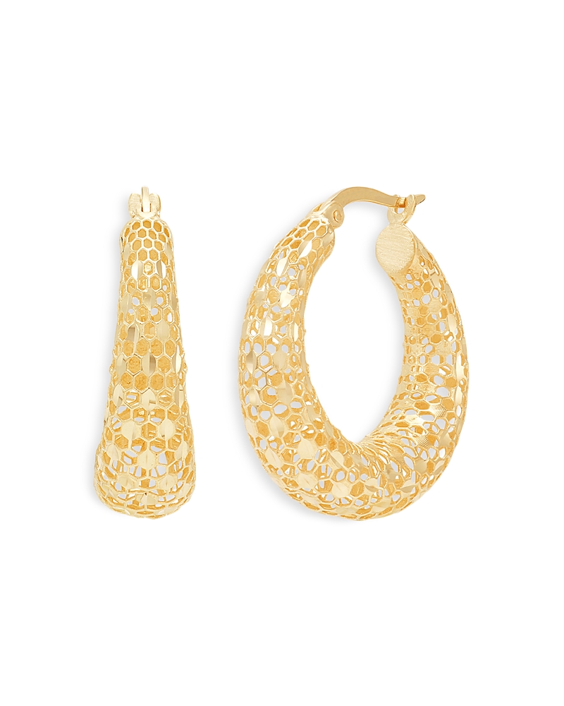 Shop Bloomingdale's 14k Yellow Gold Mesh Design Hoop Earrings