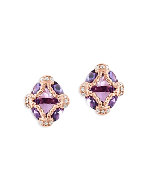 Bloomingdale's Amethyst & Diamond Earrings In 14k Rose Gold In Purple/rose Gold
