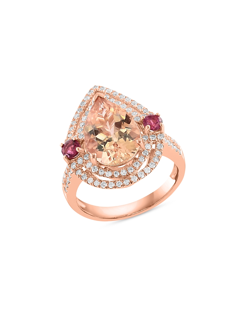 Bloomingdale's Pink Tourmaline, Morganite & Diamond Ring In 14k Rose Gold In Pink