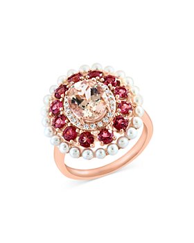 Bloomingdale's - Cultured Freshwater Pearl, Pink Tourmaline, Morganite & Diamond Halo Ring in 14K Rose Gold