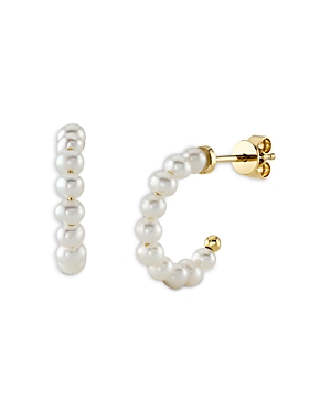 Moon & Meadow 14k Yellow Gold Pearl Huggie Earrings In White