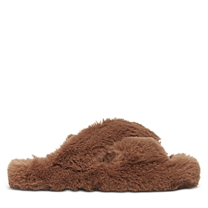 Shop Apparis Biba Faux Fur Slippers In Camel