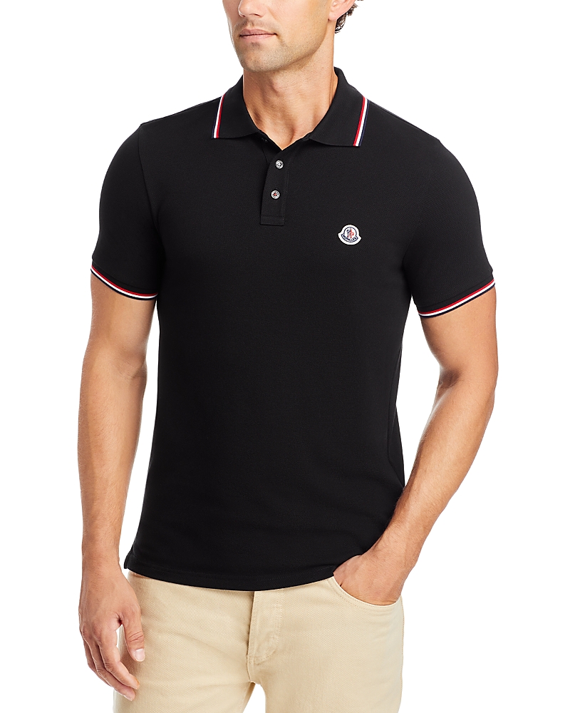 Moncler Cotton Regular Fit Polo Shirt In Black