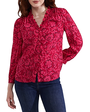 Hobbs London Gloria Floral Blouse In Red Pink