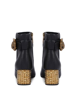 Women's Mayfair Eagle Head Buckle Black High Heel Ankle Boots