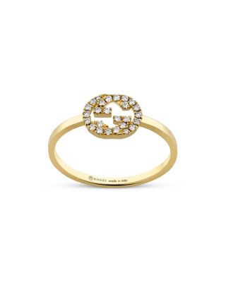 18K Yellow Gold Interlocking G Diamond Logo Ring