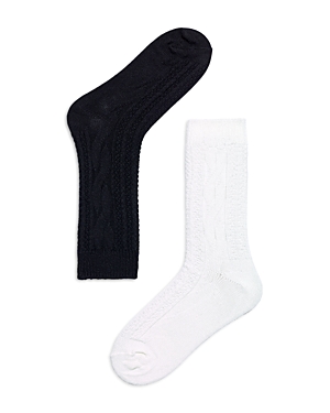 Hue Cable Ribbed Boot Socks, Pack Of 2 In Ivory