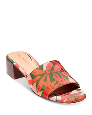 Cole Haan Calli Single Band Block Heel Slide Sandal In Multi Leaf