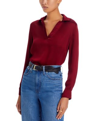 Bella Dahl Wide Placket Top In Red ModeSens