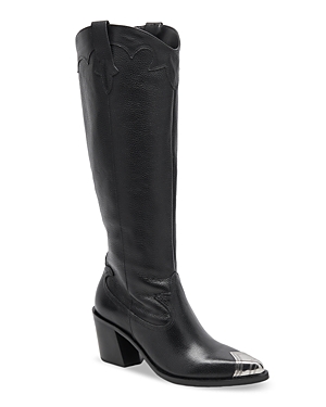Dolce Vita Kamryn Womens Leather Pointed Toe Knee-high Boots In Black Leather