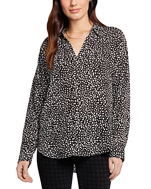 Nydj Becky Recycled Polyester Georgette Blouse In Dillon Dots