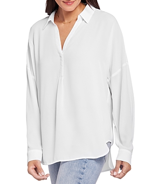 Nydj Becky Recycled Polyester Georgette Blouse In Optic White