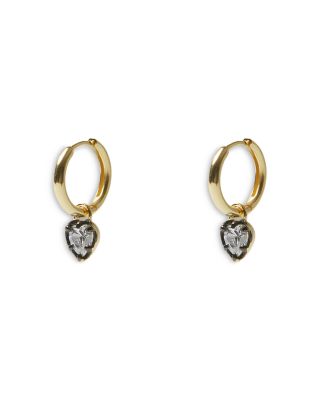 Argento Vivo Cubic Zirconia Heart Charm Hoop Earrings in 18K Gold Plated Sterling Silver