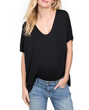 Hatch Collection Perfect Maternity Vee T-shirt In Black