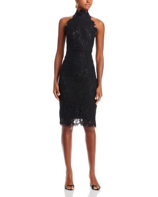 Halter Mock Neck Lace Dress