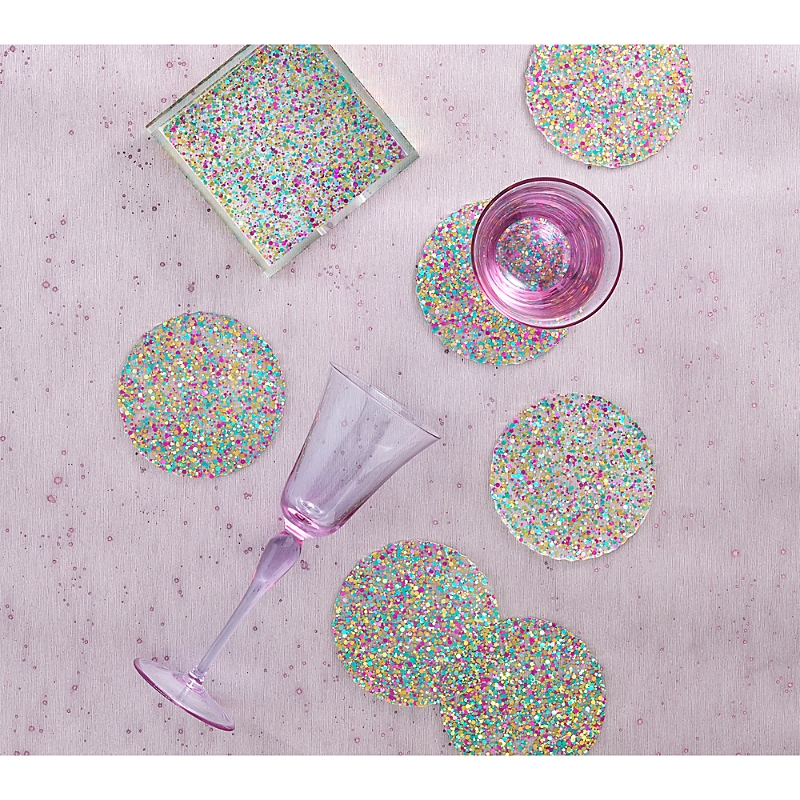 Kim Seybert Prism Coaster In Multi, Set Of 6 In A Caddy In Multi