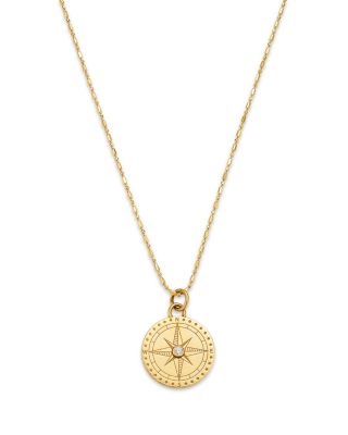 Zoë Chicco - 14K Yellow Gold Medallion Diamond Compass Disc Pendant Necklace, 18"