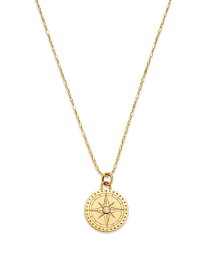 Zoe Chicco 14K Yellow Gold Medallion Diamond Compass Disc Pendant Necklace, 18