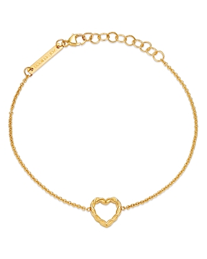 Shop Zoë Chicco 14k Yellow Gold Feel The Love Twisty Heart Link Bracelet