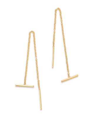 14K Yellow Gold Gold Bars Threader Earrings
