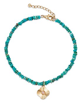 Bloomingdale's - Opal & Turquoise Bead Clover Charm Bracelet in 14K Yellow Gold