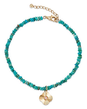 Bloomingdale's Opal & Turquoise Bead Clover Charm Bracelet In 14k Yellow Gold In Blue/gold