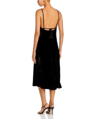 farm rio black velvet short sleeve midi dress FARM Rio Richelieu Velvet Slip Dress