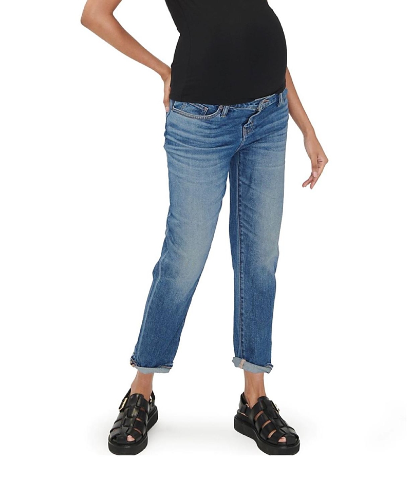 Hatch Collection Under the Bump Boyfriend Maternity Jean in Blue