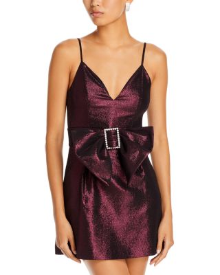 knee length dresses for ladies What a Vision Smocked Bow Front Mini Dress main image 1