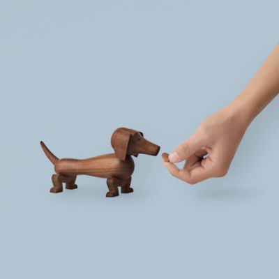 Walnut Dachshund Dog Figure