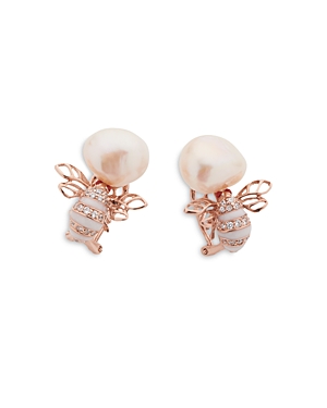 Anabela Chan 18k Rose Gold-plated Sterling Silver Dark Forest Cultured Freshwater Pearl & Simulated Diamond Bumbl