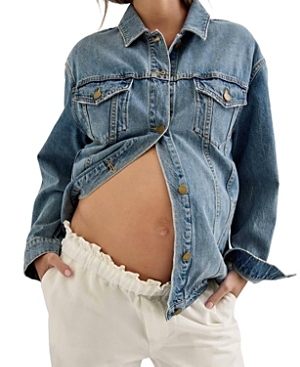Hatch Collection Classic Maternity Jean Jacket In Light Wash