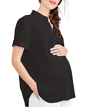 Shop Hatch Collection Nursing Friendly Maternity Buttondown Savannah Top In Black