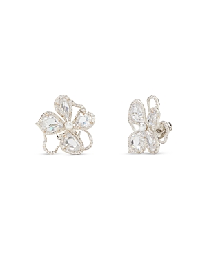 kate spade new york Precious Bloom Cubic Zirconia & Imitation Pearl Flower Stud Earrings in Silver T