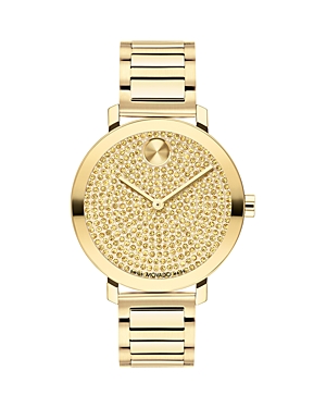 Shop Movado Bold Evolution 2.0 Crystal Dial Watch, 34mm In Gold