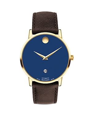 Shop Movado Museum Classic Automatic Watch, 40mm In Blue/brown