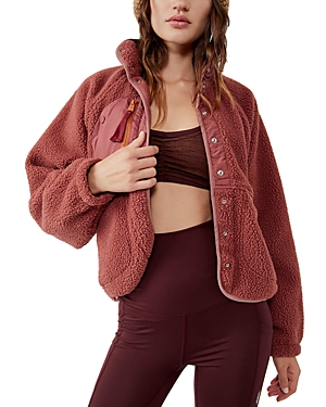 Free People Hit The Slopes Fleece Jacket In Henna