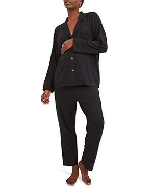 Hatch Collection Ultra Soft Maternity Jersey 2 Pieces Pajama Set In Black