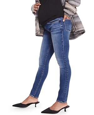 Hatch Collection Over The Bump Slim Maternity Jean In Dark Blue
